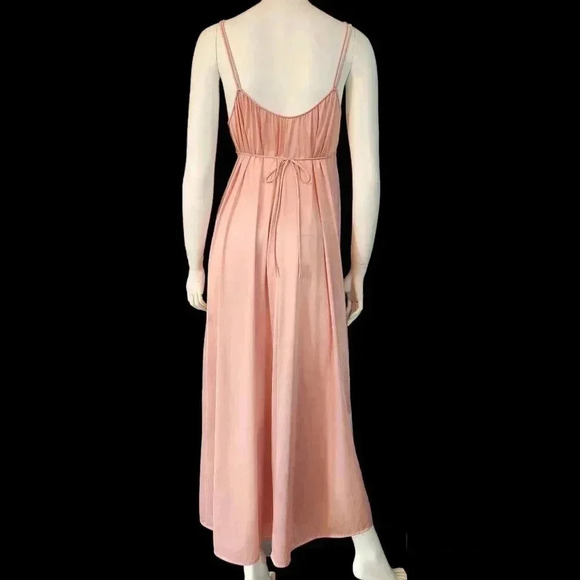 Vintage 70s Blush Pink Empire Waist Slip Nightgown Dress S - Picture 2 of 13